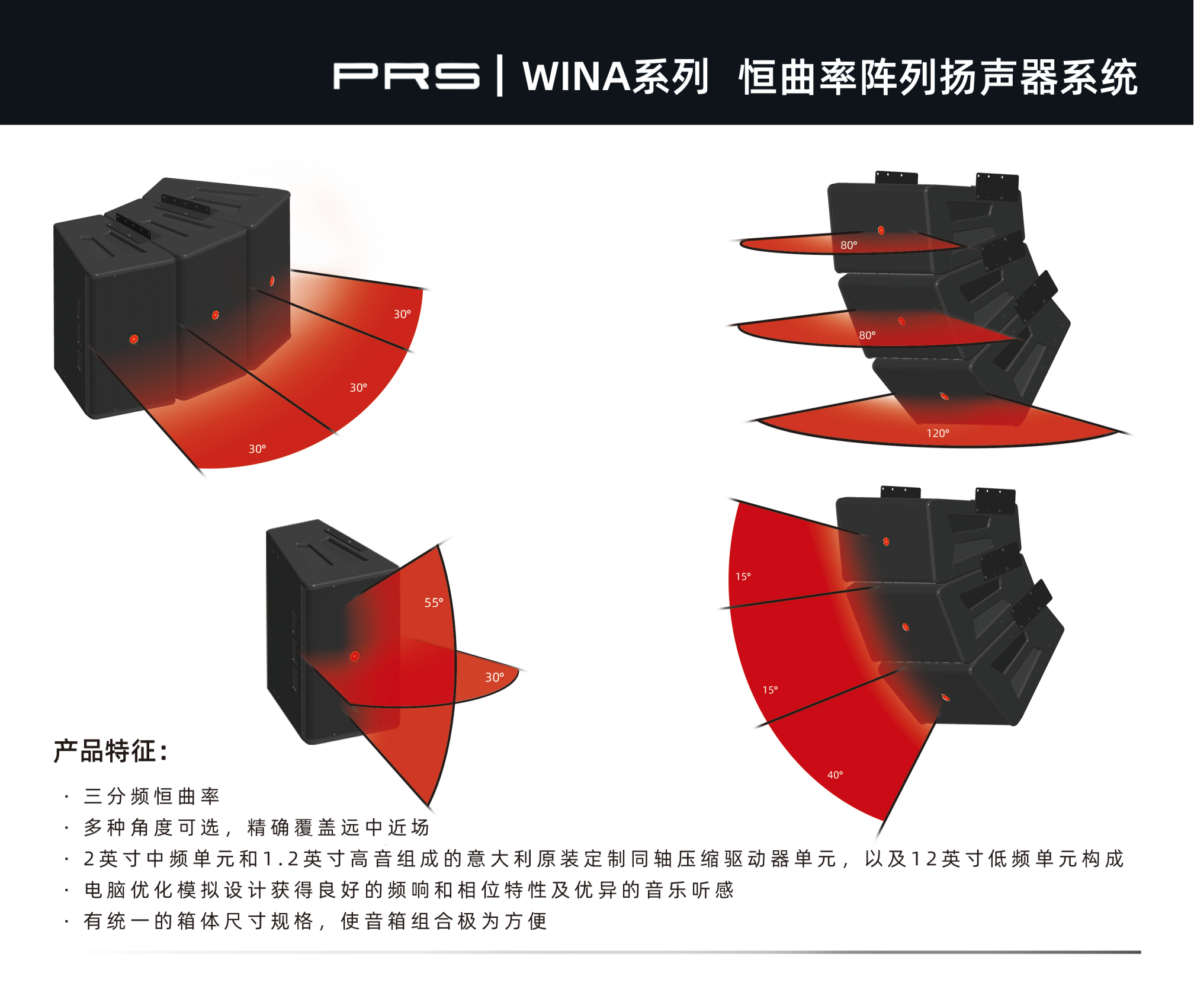 PRS PRS音响 WINA系列恒曲率阵列扬声器系统WINA-312H/312W/312N/312I