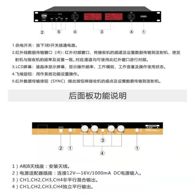 BBS商用话筒 WH900话筒 无线会议话筒 1拖4无线会议麦克风-BBS话筒