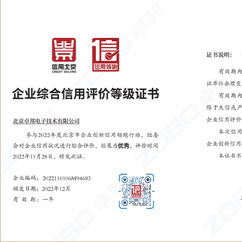 诚信为本 创新为先丨ZOBO卓邦获评2022年度北京市企业创新信用领跑企业